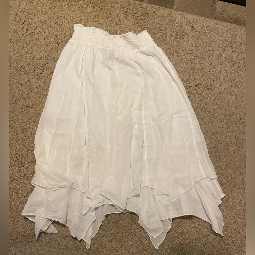 Style & Co. White Asymmetrical Midi Skirt